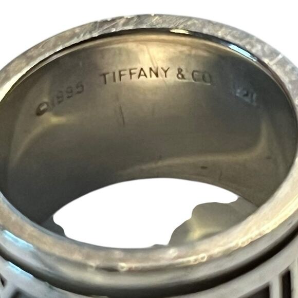 Tiffany & Co. Atlas Wide Band Ring Sterling Silver Roman Numeral Sz 5 - Picture 2 of 13